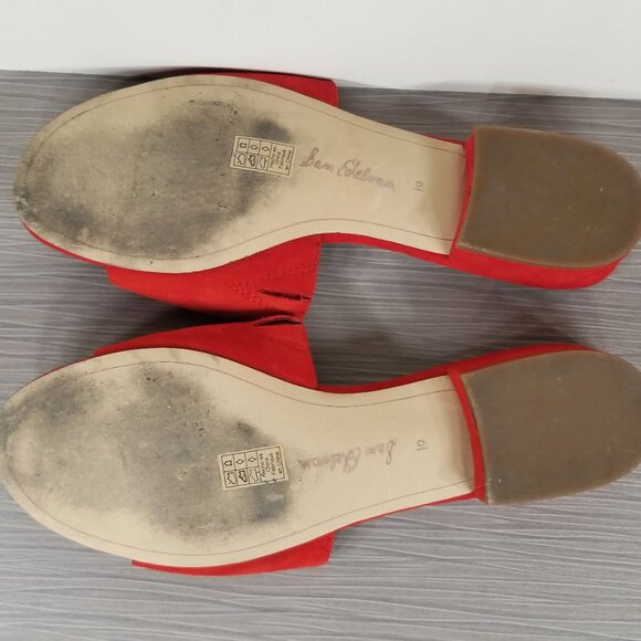 Sam Edelman Kenz Block Heel Slide, Red Suede, Womens Size 10 M / 40 - Picture 10 of 11